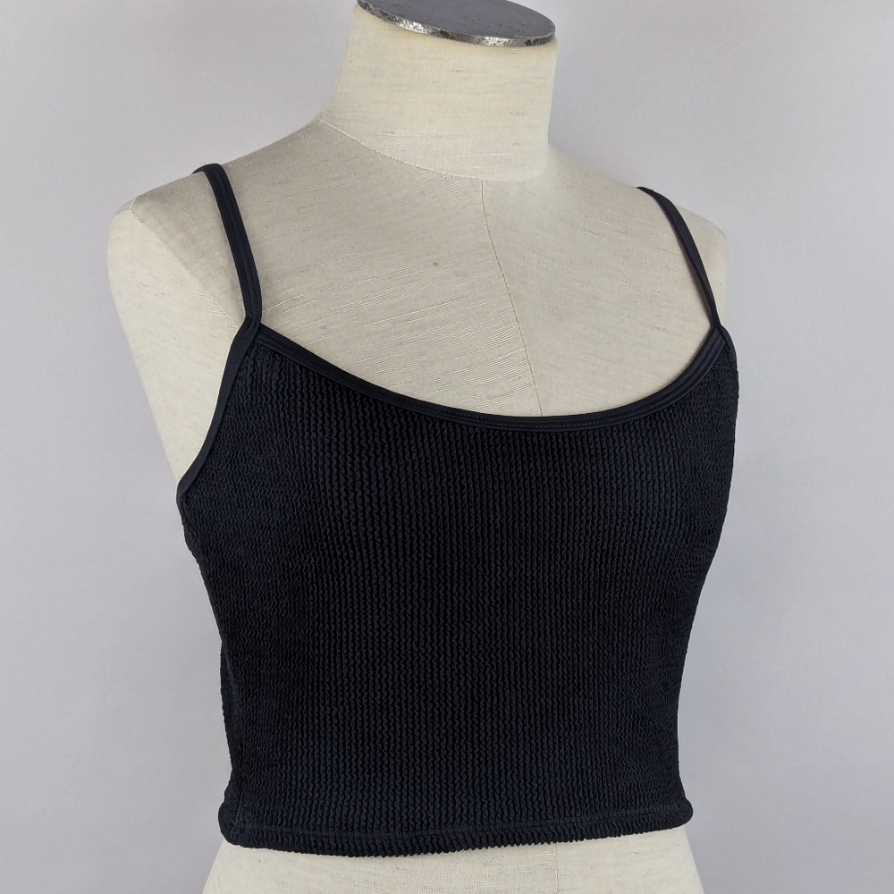 Good American Always Fits Crop Tank Lined Adjustable Straps Black L/XL (3/4) NWT